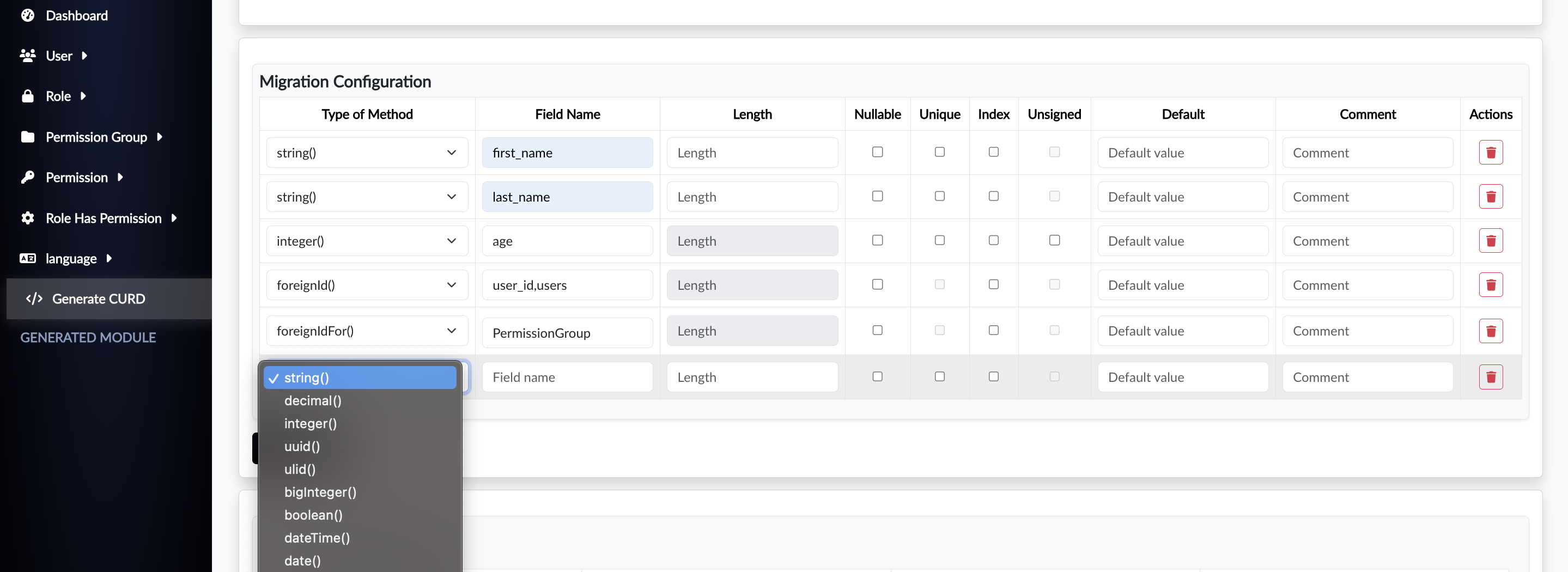 Migration Config