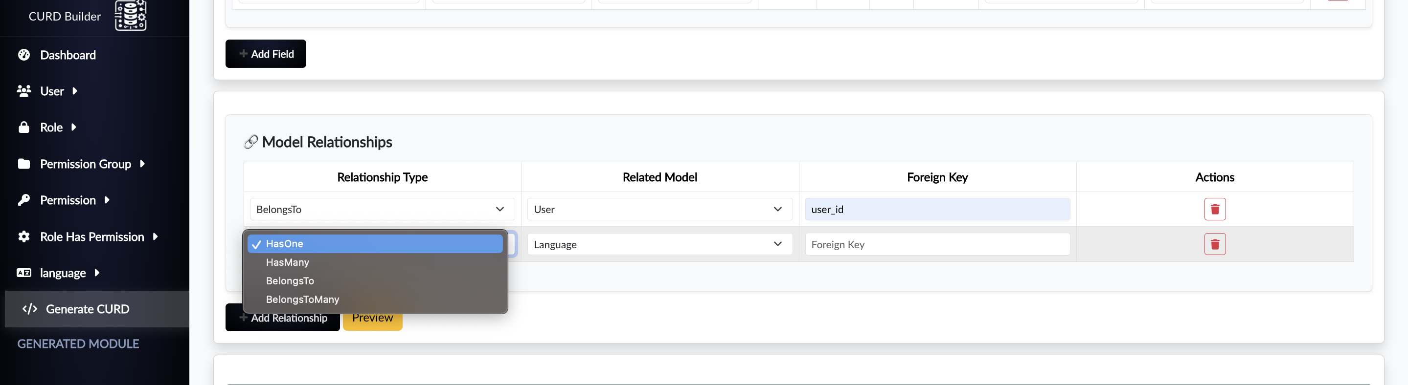 Model relation